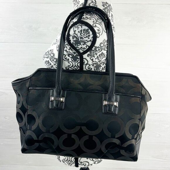 Coach Taylor OP Art Alexis Logo Canvas Leather Shoulder Tote Bag - Picture 1 of 14